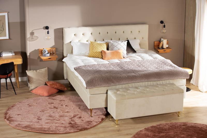 Royal Velvet Komplett Sengpakke Kontinentalseng 180x200 cm - Beige / Fløyel - Møbler - Senger - Kontinentalsenger