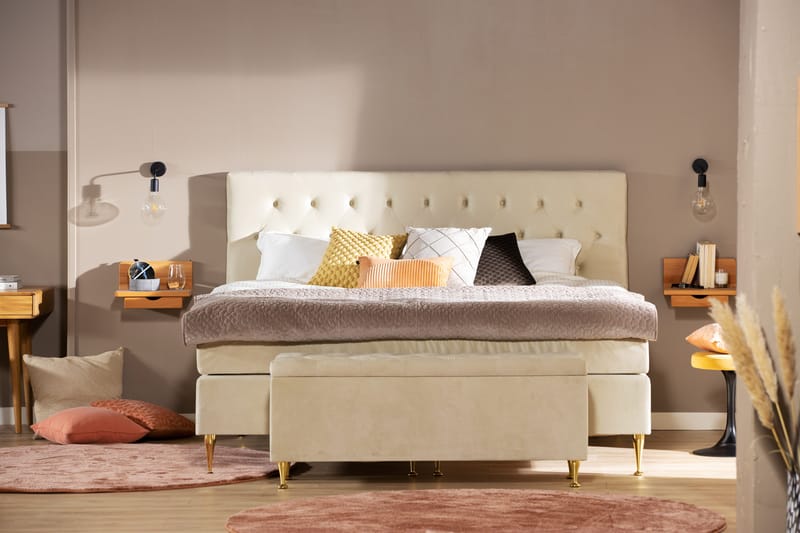 Royal Velvet Komplett Sengpakke Kontinentalseng 180x200 cm - Beige / Fløyel - Møbler - Senger - Kontinentalsenger