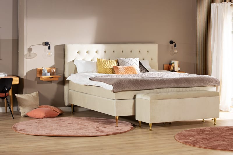 Royal Velvet Komplett Sengpakke Kontinentalseng 180x200 cm - Beige / Fløyel - Møbler - Senger - Kontinentalsenger