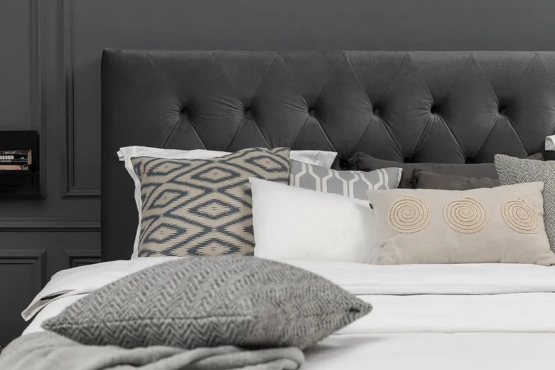 Royal Velvet Komplett Sengpakke Kontinentalseng 180x200 cm - Mørkgrå / Fløyel - Møbler - Senger - Kontinentalsenger