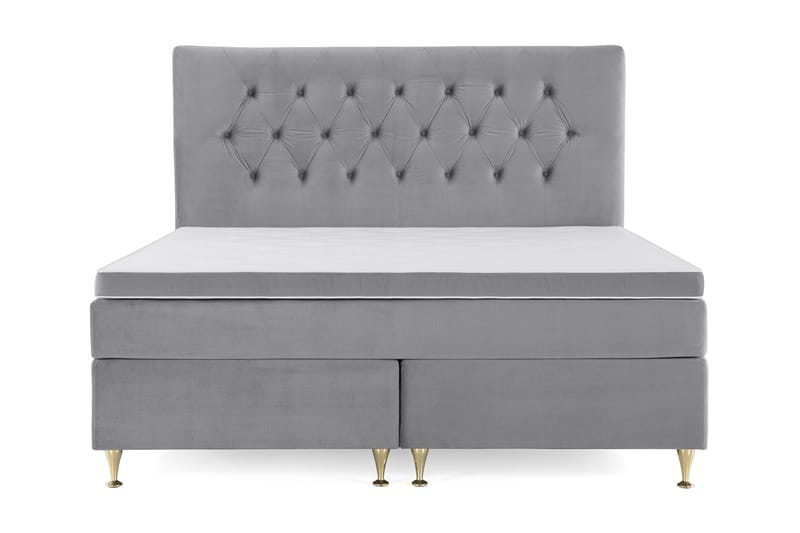 Royal Velvet Kontinentalseng 160x200 cm - Lysegrå Fløyel/Lave Gullben - Møbler - Senger - Kontinentalsenger