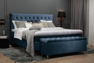 Royal Velvet Kontinentalseng 160x200 cm - Mørkeblå Fløyel/Dreide Ben - Møbler - Senger - Kontinentalsenger