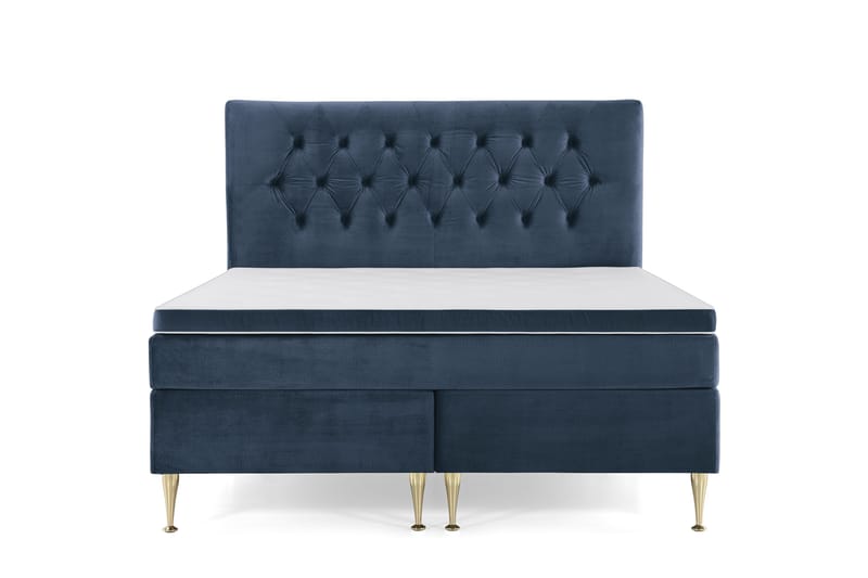Royal Velvet Kontinentalseng 160x200 cm, Mørkeblå Fløyel/Høye Gullben
