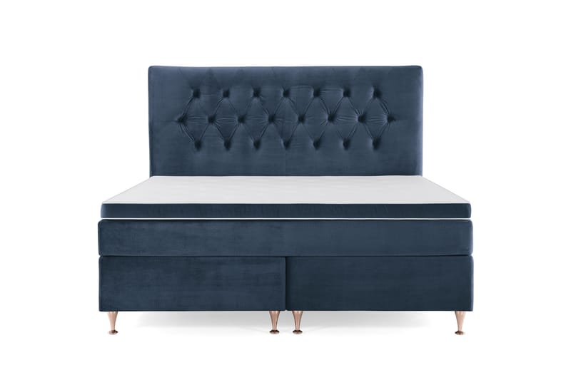 Royal Velvet Kontinentalseng 160x200 cm, Mørkeblå Fløyel/Lave Rosében