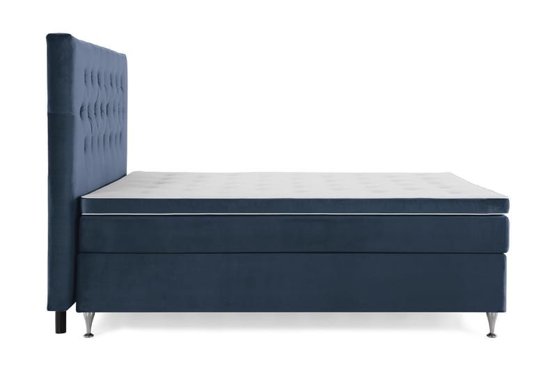 Royal Velvet Kontinentalseng 160x200 cm - Mørkeblå Fløyel/Lave Sølvben - Møbler - Senger - Kontinentalsenger