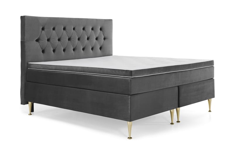 Royal Velvet Kontinentalseng 160x200 cm - Mørkegrå Fløyel/Høye Gullben - Møbler - Senger - Kontinentalsenger