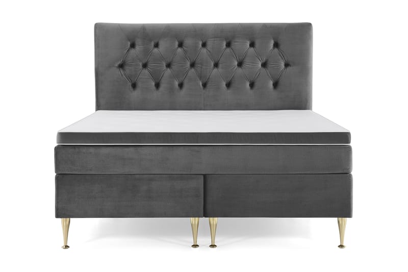 Royal Velvet Kontinentalseng 160x200 cm - Mørkegrå Fløyel/Høye Gullben - Møbler - Senger - Kontinentalsenger