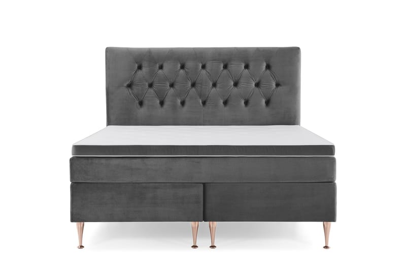 Royal Velvet Kontinentalseng 160x200 cm - Mørkegrå Fløyel/Høye Rosében - Møbler - Senger - Kontinentalsenger