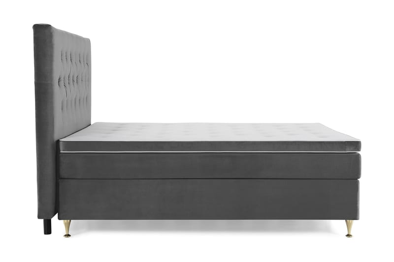 Royal Velvet Kontinentalseng 160x200 cm - Mørkegrå Fløyel/Lave Gullben - Møbler - Senger - Kontinentalsenger