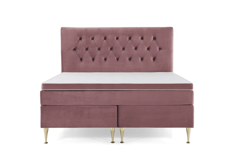 Royal Velvet Kontinentalseng 160x200 cm - Rosa Fløyel/Høye Gullben - Møbler - Senger - Kontinentalsenger