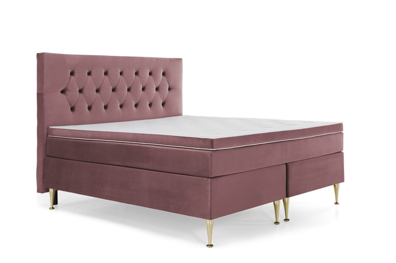 Royal Velvet Kontinentalseng 160x200 cm - Rosa Fløyel/Høye Gullben - Møbler - Senger - Kontinentalsenger
