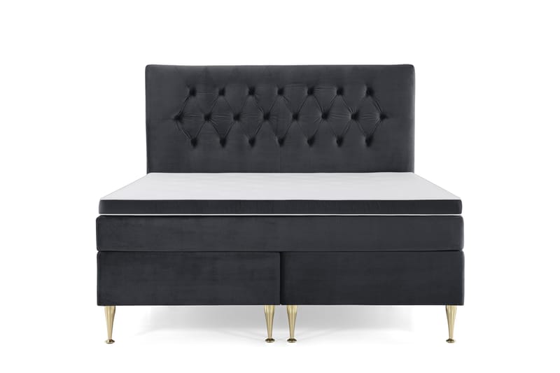 Royal Velvet Kontinentalseng 160x200 cm - Svart Fløyel/Høye Gullben - Møbler - Senger - Kontinentalsenger