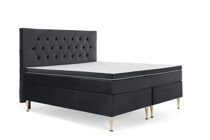 Royal Velvet Kontinentalseng 160x200 cm - Svart Fløyel/Høye Gullben - Møbler - Senger - Kontinentalsenger