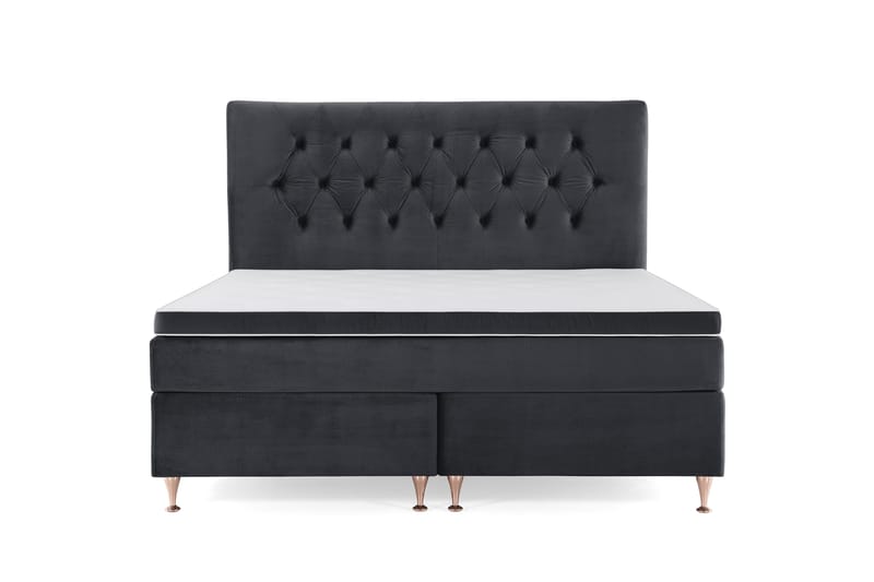 Royal Velvet Kontinentalseng 160x200 cm, Svart Fløyel/Lave Rosében