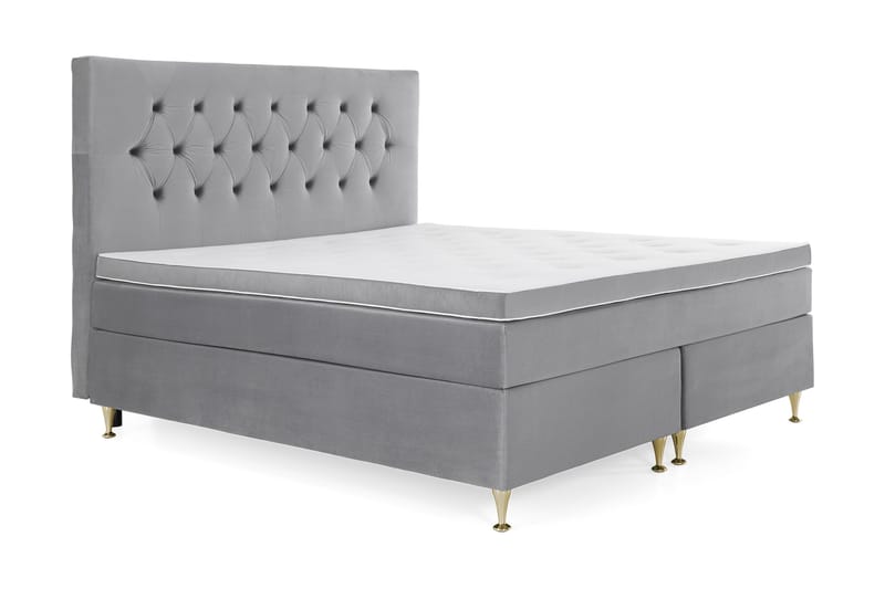 Royal Velvet Kontinentalseng 180x200 cm - Lysegrå Fløyel/Lave Gullben - Møbler - Senger - Kontinentalsenger