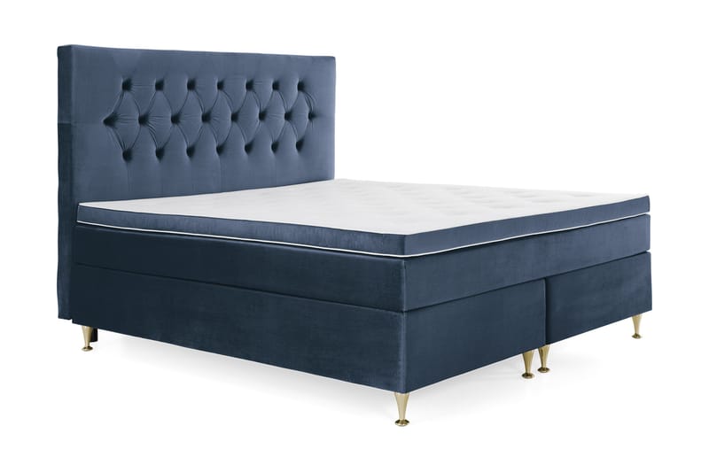 Royal Velvet Kontinentalseng 180x200 cm - Mørkeblå Fløyel/Lave Gullben - Møbler - Senger - Kontinentalsenger