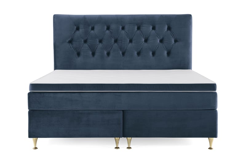 Royal Velvet Kontinentalseng 180x200 cm - Mørkeblå Fløyel/Lave Gullben - Møbler - Senger - Kontinentalsenger