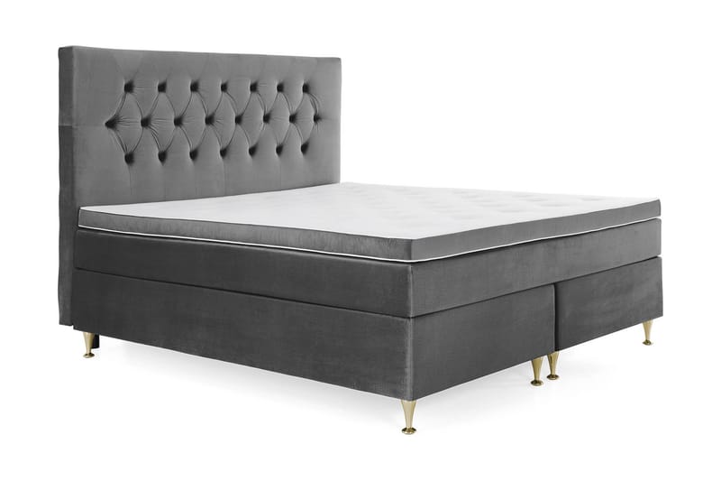 Royal Velvet Kontinentalseng 180x200 cm - Mørkegrå Fløyel/Lave Gullben - Møbler - Senger - Kontinentalsenger