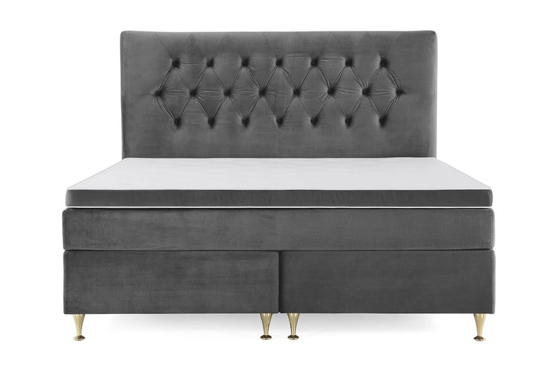 Royal Velvet Kontinentalseng 180x200 cm - Mørkegrå Fløyel/Lave Gullben - Møbler - Senger - Kontinentalsenger
