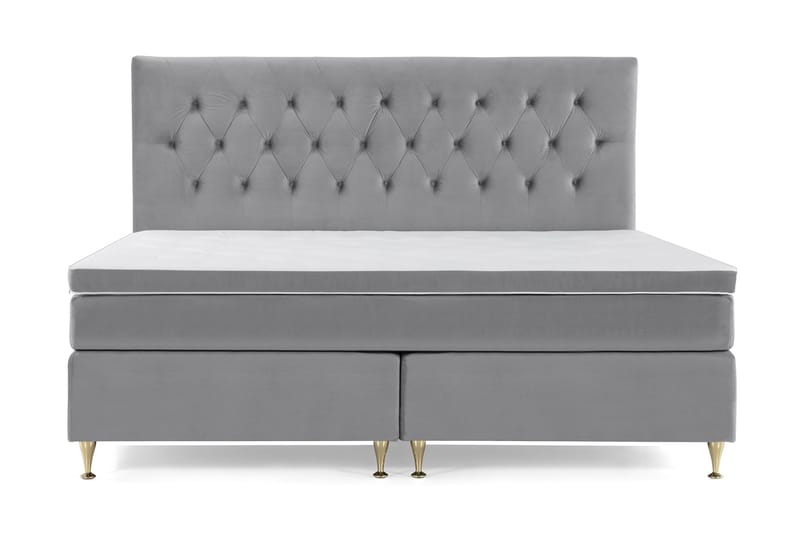 Royal Velvet Kontinentalseng 210x210 cm - Lysegrå Fløyel/Lave Gullben - Møbler - Senger - Kontinentalsenger