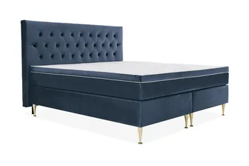 Royal Velvet Kontinentalseng 210x210 cm - Mørkeblå Fløyel/Høye Gullben - Møbler - Senger - Kontinentalsenger