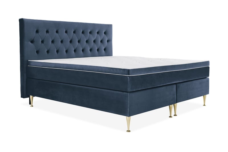 Royal Velvet Kontinentalseng 210x210 cm - Mørkeblå Fløyel/Høye Gullben - Møbler - Senger - Kontinentalsenger