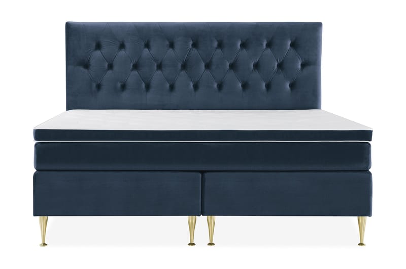 Royal Velvet Kontinentalseng 210x210 cm, Mørkeblå Fløyel/Høye Gullben