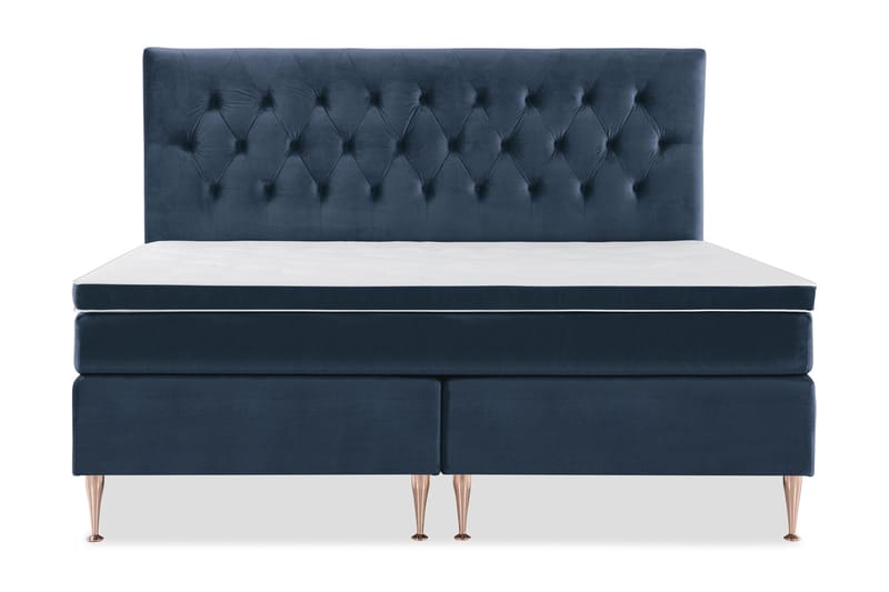 Royal Velvet Kontinentalseng 210x210 cm, Mørkeblå Fløyel/Høye Rosében