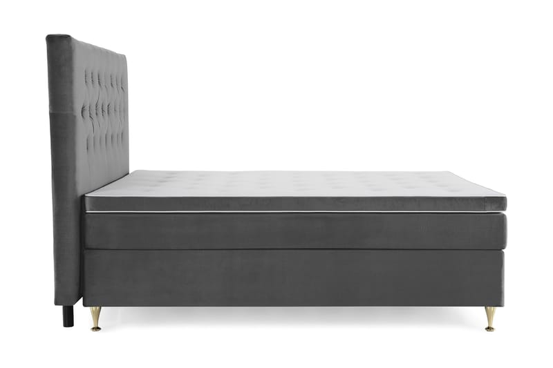Royal Velvet Kontinentalseng 210x210 cm - Mørkegrå Fløyel/Lave Gullben - Møbler - Senger - Kontinentalsenger
