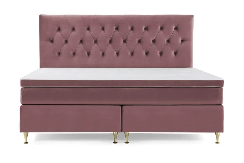 Royal Velvet Kontinentalseng 210x210 cm - Rosa Fløyel/Lave Gullben - Møbler - Senger - Kontinentalsenger