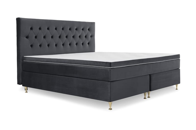 Royal Velvet Kontinentalseng 210x210 cm - Svart Fløyel/Lave Gullben - Møbler - Senger - Kontinentalsenger