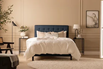 Scarlett Sengepakke 140x200 Skummadrass - Knappet gavl Blå - Møbler - Senger - Kontinentalsenger