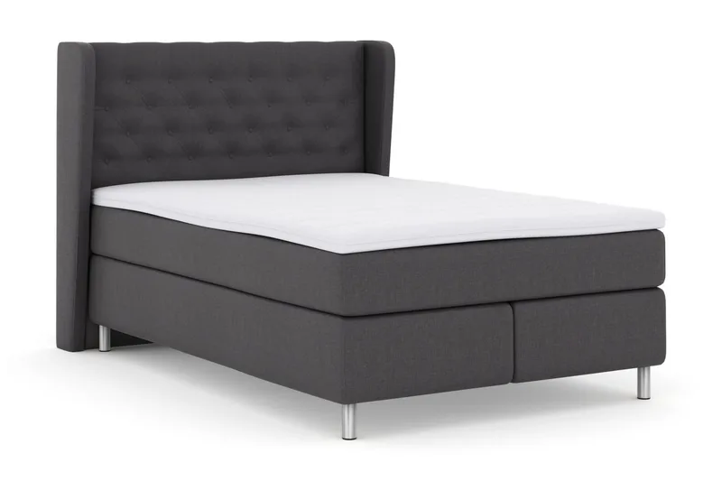 Select No 3 Komplett Sengepakke 140x200 Fast/Medium - Mørkegrå/Metallben - Møbler - Senger - Kontinentalsenger