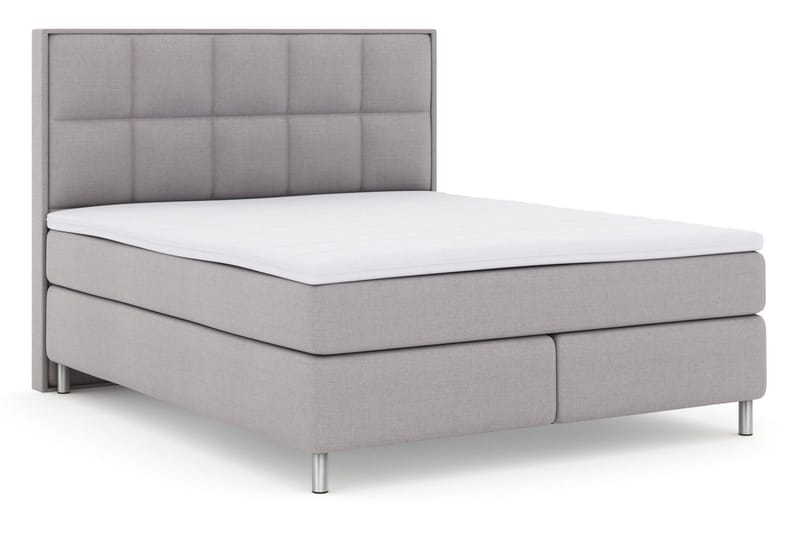 Select No 3 Komplett Sengepakke 210x210 Medium - Lysegrå/Metallben - Møbler - Senger - Kontinentalsenger