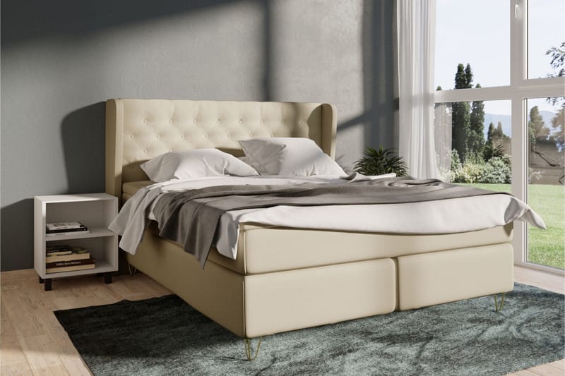 Select No 4 Komplett Sengepakke 140x200 Fast - Beige/Gullben - Møbler - Senger - Kontinentalsenger
