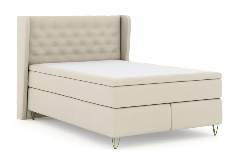Select No 4 Komplett Sengepakke 140x200 Fast/Medium - Beige/V-formede Metallben - Møbler - Senger - Kontinentalsenger