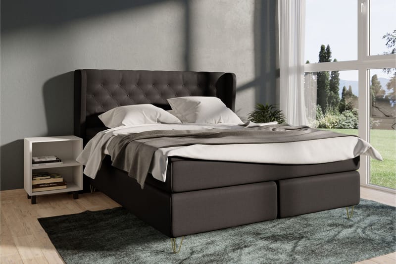 Select No 4 Komplett Sengepakke 160x200 Medium - Mørkegrå/V-formede Metallben - Møbler - Senger - Kontinentalsenger