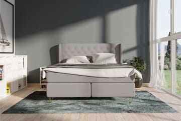 Select No 4 Komplett Sengepakke 180x200 Fast - Lysegrå/Metallben - Møbler - Senger - Kontinentalsenger