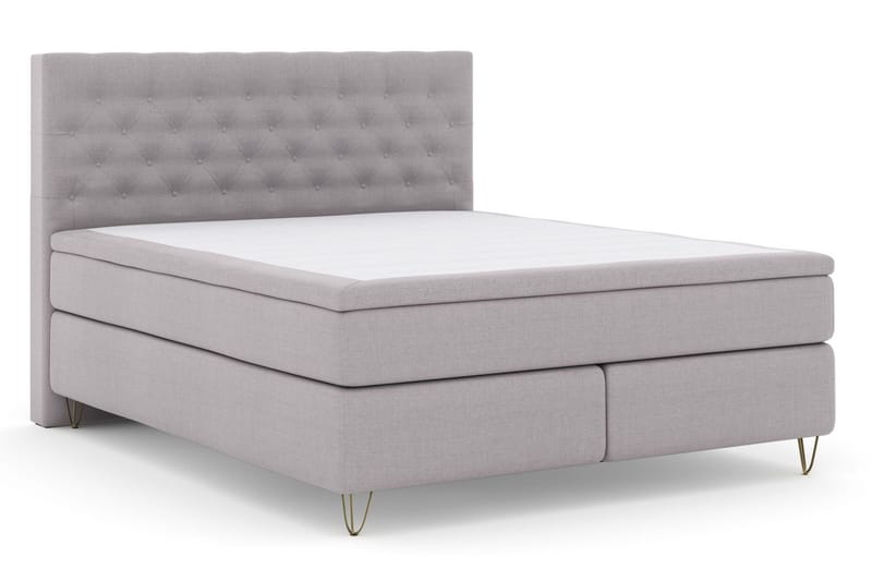 Select No 5 Komplett Sengepakke 210x210 Fast Watergel - Lysegrå/V-formede Metallben - Møbler - Senger - Kontinentalsenger