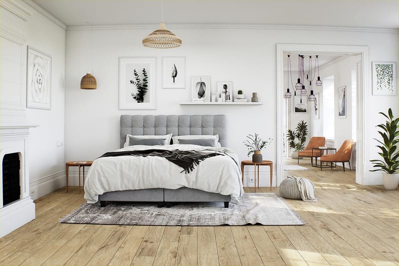 Seng med Oppbevaring Boxford 160x200 - Lysgrå - Møbler - Senger - Kontinentalsenger