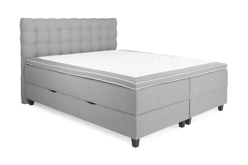 Seng med Oppbevaring Boxford 160x200 - Lysgrå - Kontinentalsenger - Komplett sengepakke