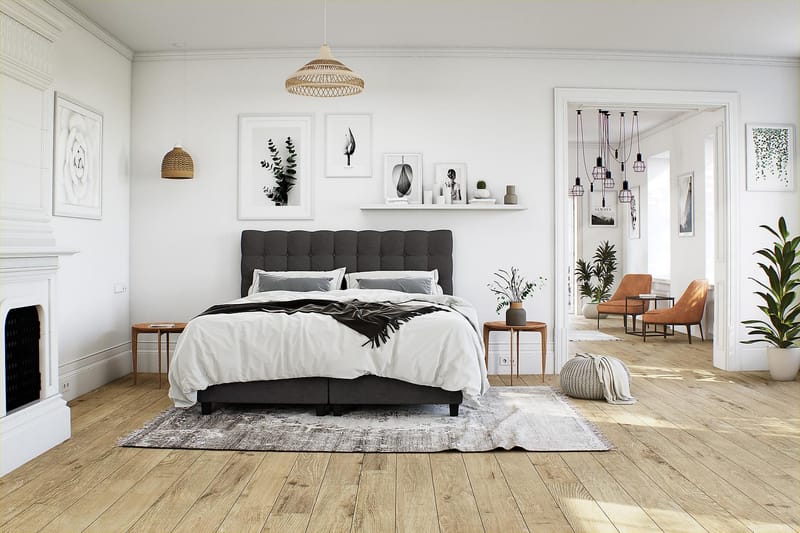 Seng med Oppbevaring Boxford 160x200 - Mørkgrå - Møbler - Senger - Kontinentalsenger