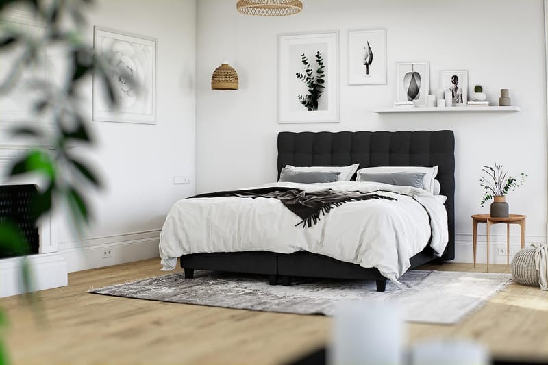 Seng med Oppbevaring Boxford 160x200 - Svart - Møbler - Senger - Kontinentalsenger