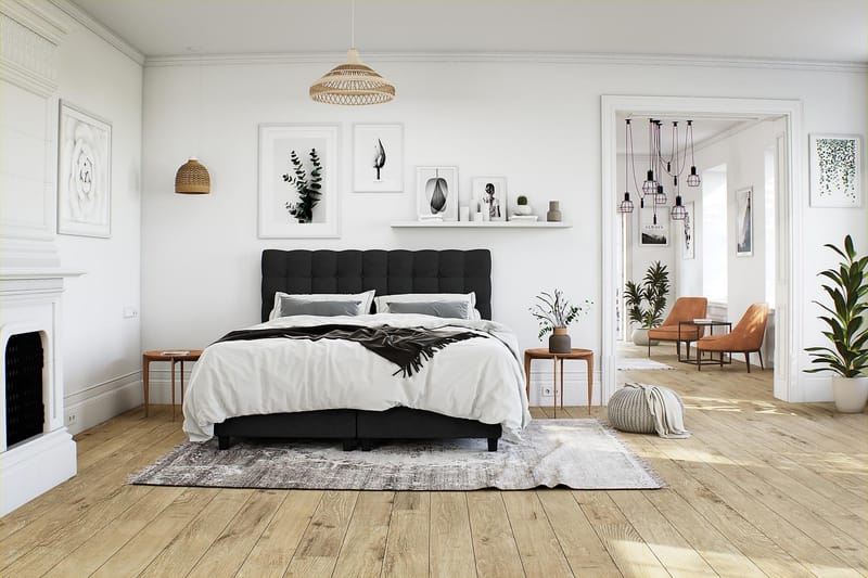 Seng med Oppbevaring Boxford 160x200 - Svart - Møbler - Senger - Kontinentalsenger