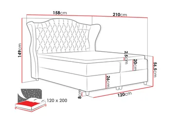 Sengepakke – Kontinentalseng 120x200 cm i Stoff med Oppbevaring og Sengegavl + Overmadrass med Fasthetsgrad Medium - Rosa - Møbler - Senger - Kontinentalsenger