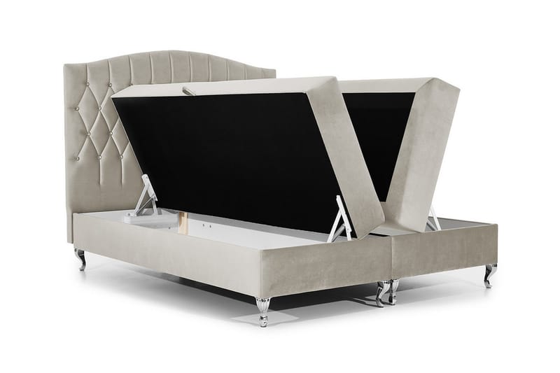 Sengepakke – Kontinentalseng 140x200 cm med Sengegavl + Overmadrass med Fasthetsgrad Medium - Beige - Møbler - Senger - Kontinentalsenger