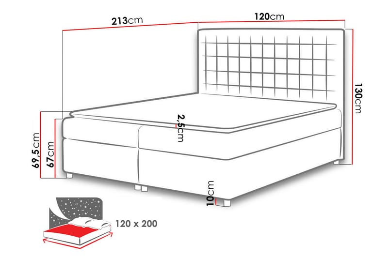 Sengepakke Emerita 120x200 cm - Hvit - Kontinentalsenger - Komplett sengepakke