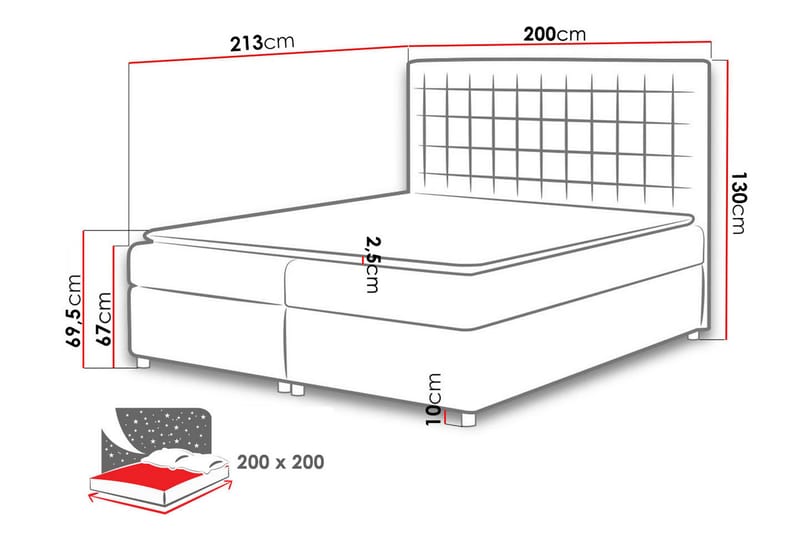 Sengepakke Emerita 200x200 cm - Svart - Kontinentalsenger - Komplett sengepakke