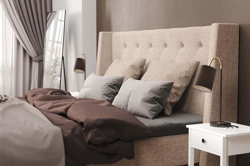 Sengepakke Havanna 105x200 med To Beige Puter - (+Flere valg) Beige/Brun - Møbler - Senger - Kontinentalsenger
