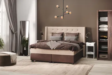 Sengepakke Havanna 105x200 med To Brune Puter - (+Flere valg) Beige/Brun - Møbler - Senger - Kontinentalsenger